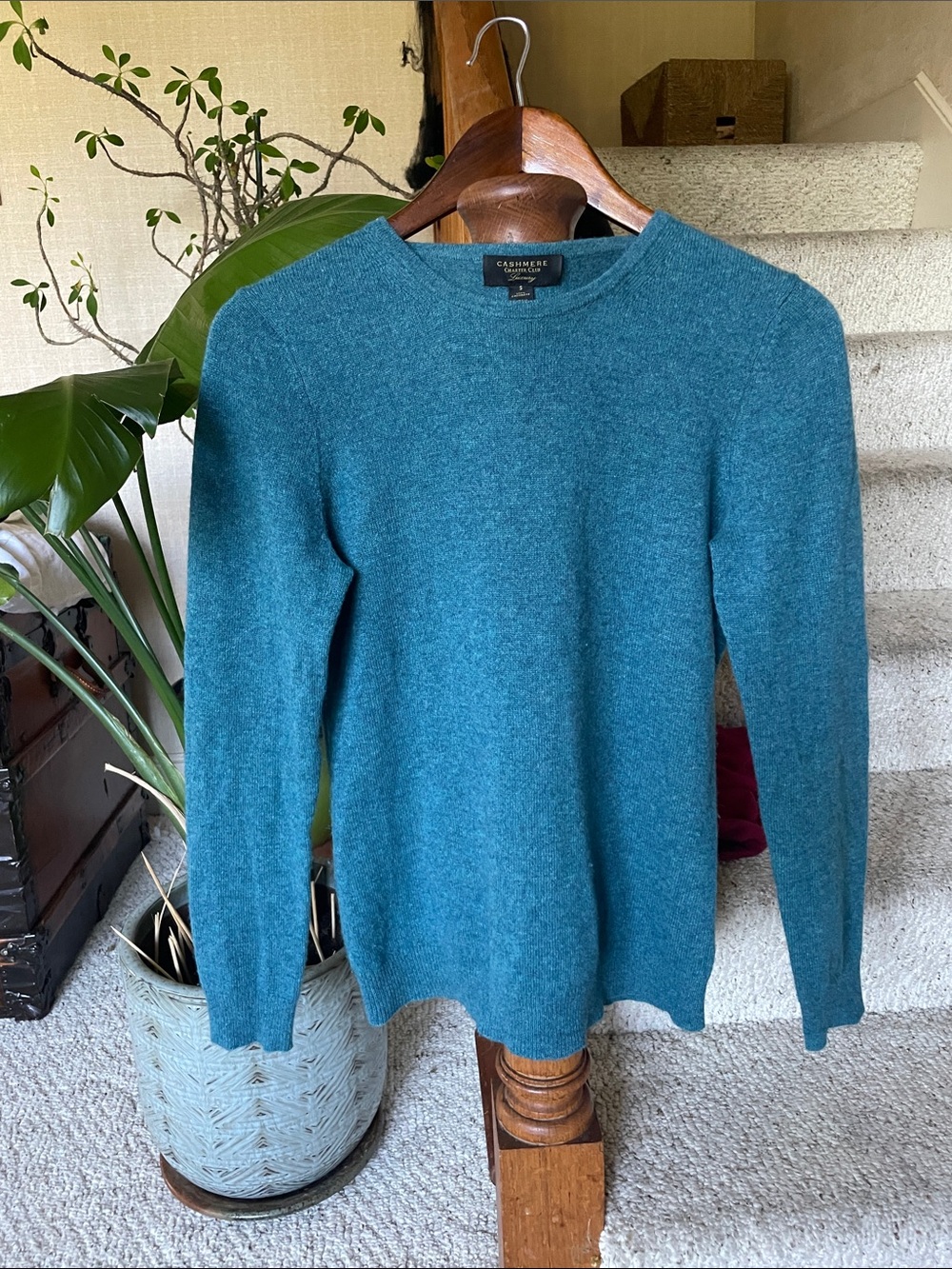 Charter Club Teal Crewneck Cashmere Sweater